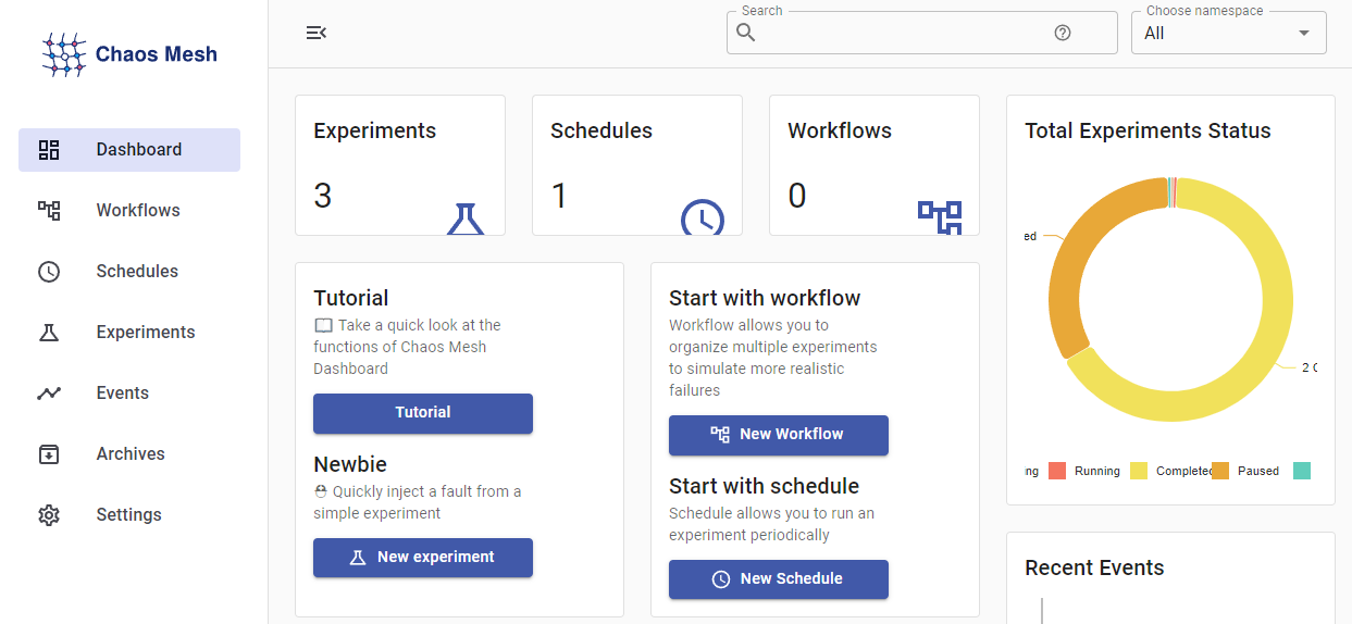 ChaosMesh Dashboard