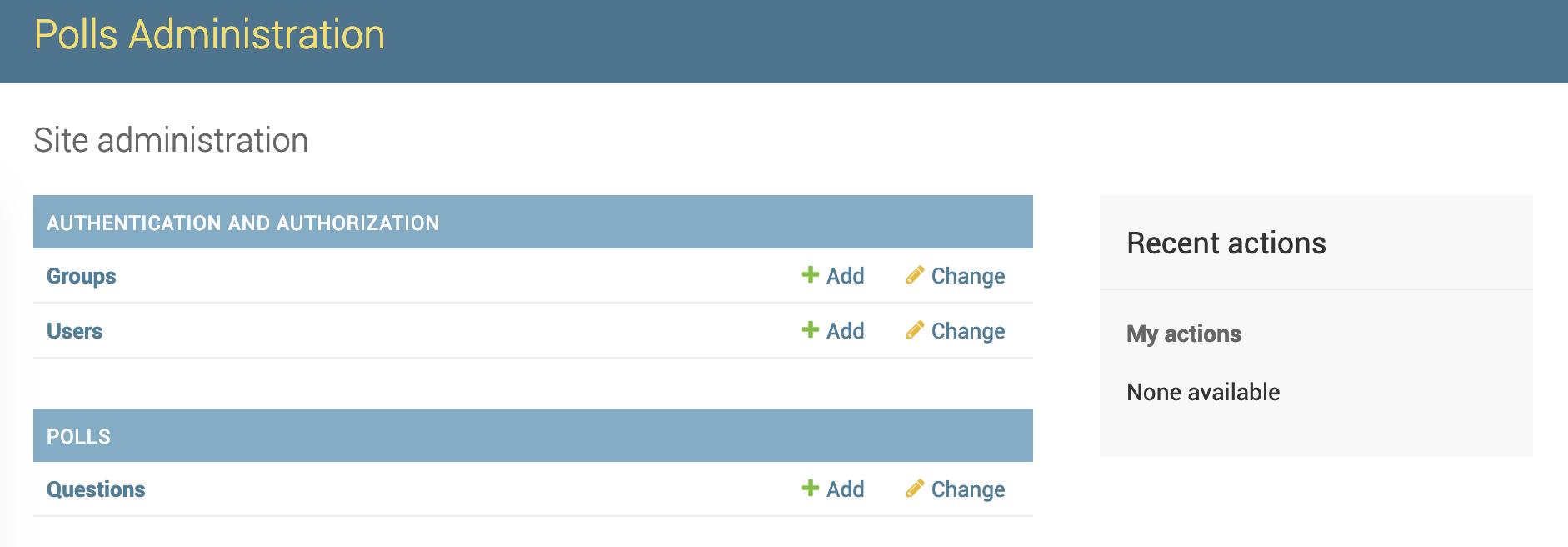 Polls Admin Main Interface